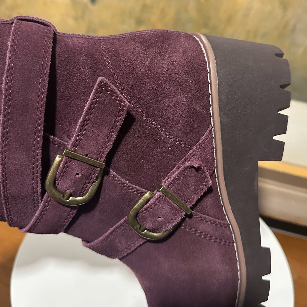 Blondo Wine Suede Buckle Ankle Boots - Picture 9 of 15